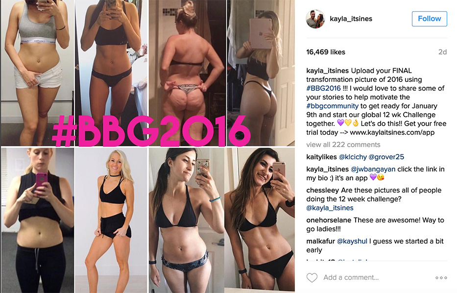 Before and After photos showing the success of Kayla Itsines BBG fitness program