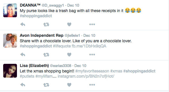 tweets using #shoppingaddict