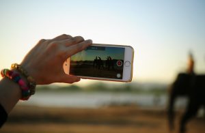 Concerned about phone use: Photo of a mobile phone recording Video. 