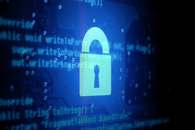 Digital padlock on computer screen