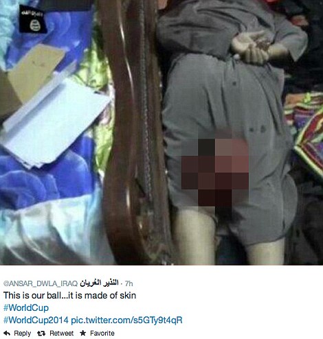 isis behead police officer and used in twitter hashtag of the 2014 world cup