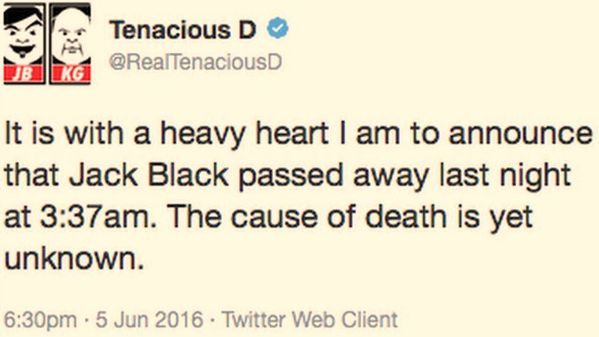 Jack Black Death Tweet