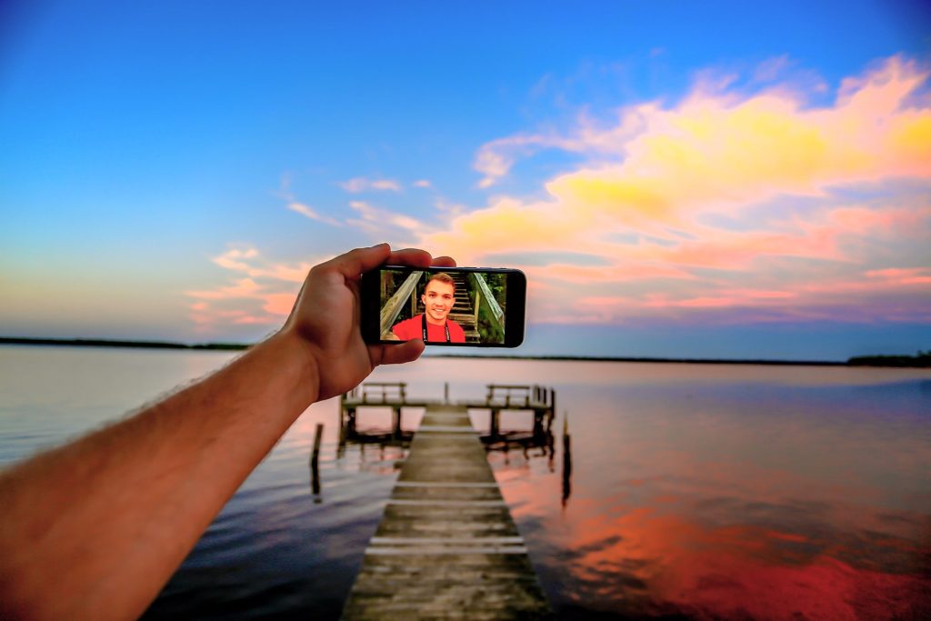 Photo of person on video call