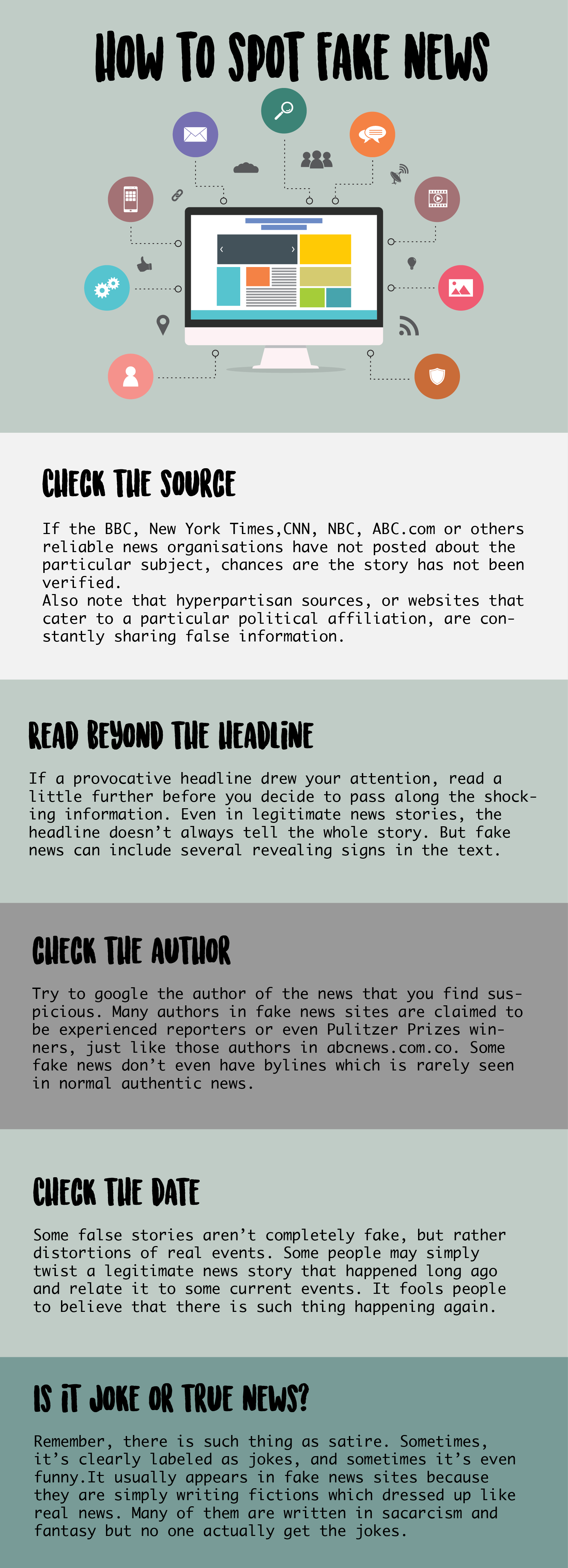 5 tips to spot fake news illustration with infographics